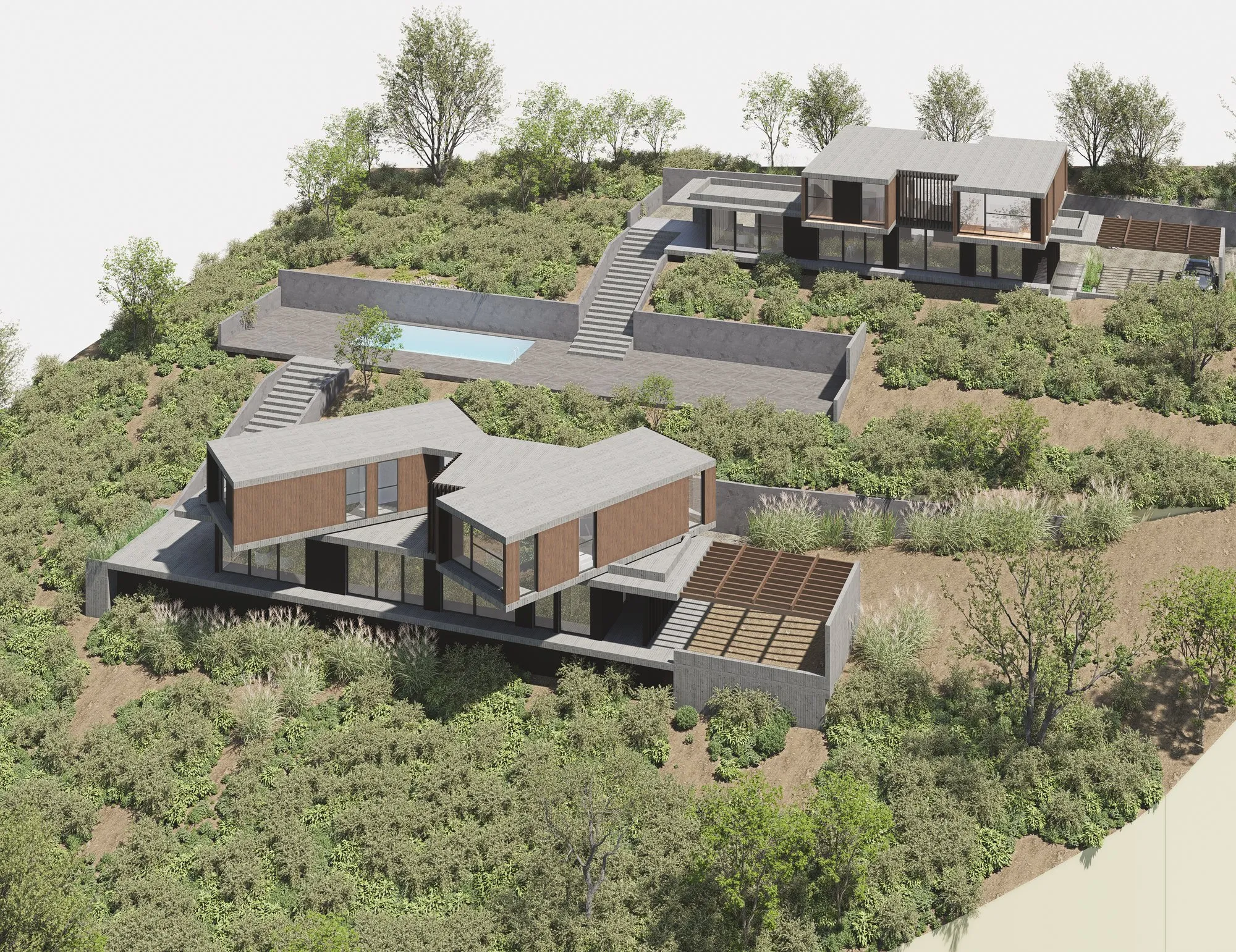 Render arquitectónico Casas Tunquén · Moreno·Sosa