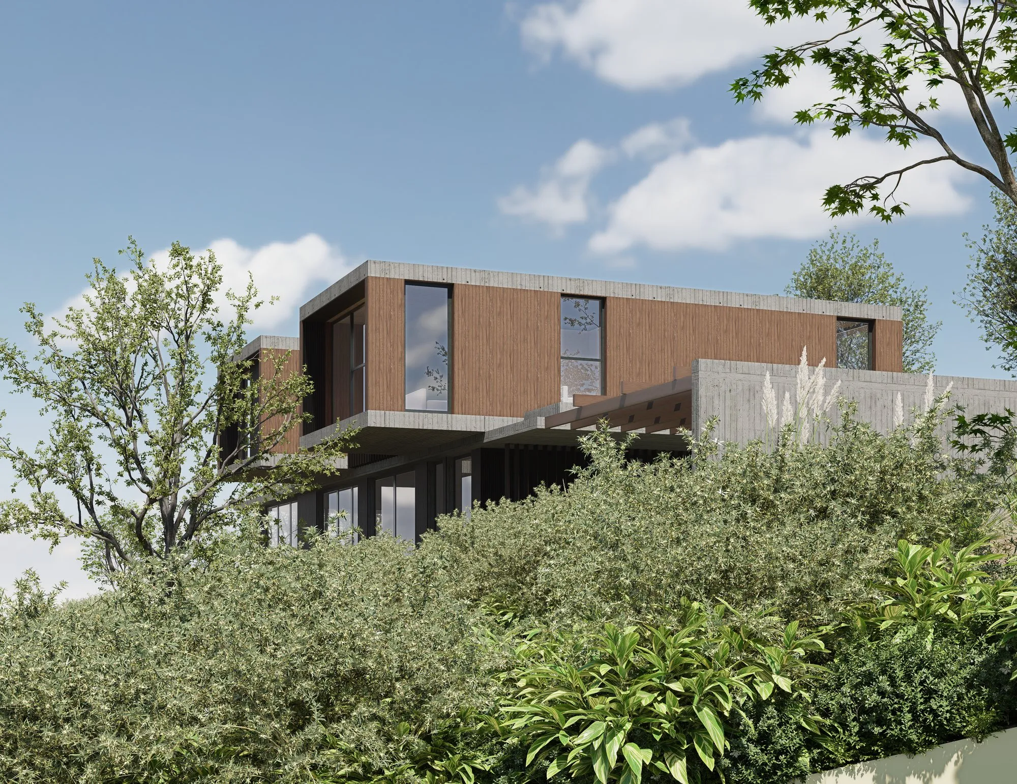 Render arquitectónico Casas Tunquén · Moreno·Sosa