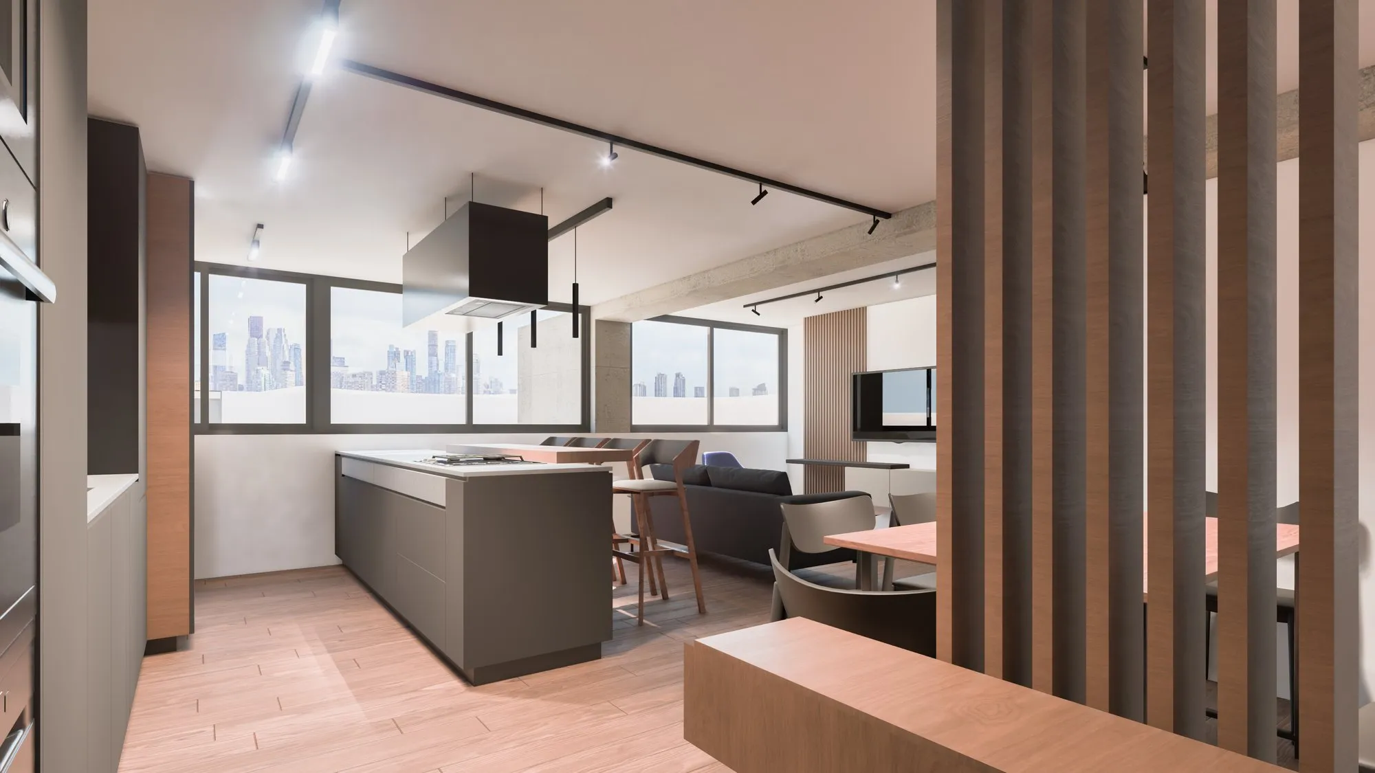 Render arquitectónico Depto. Acuario · Moreno·Sosa